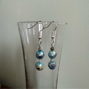 Millefiore glass beads dangling earrings